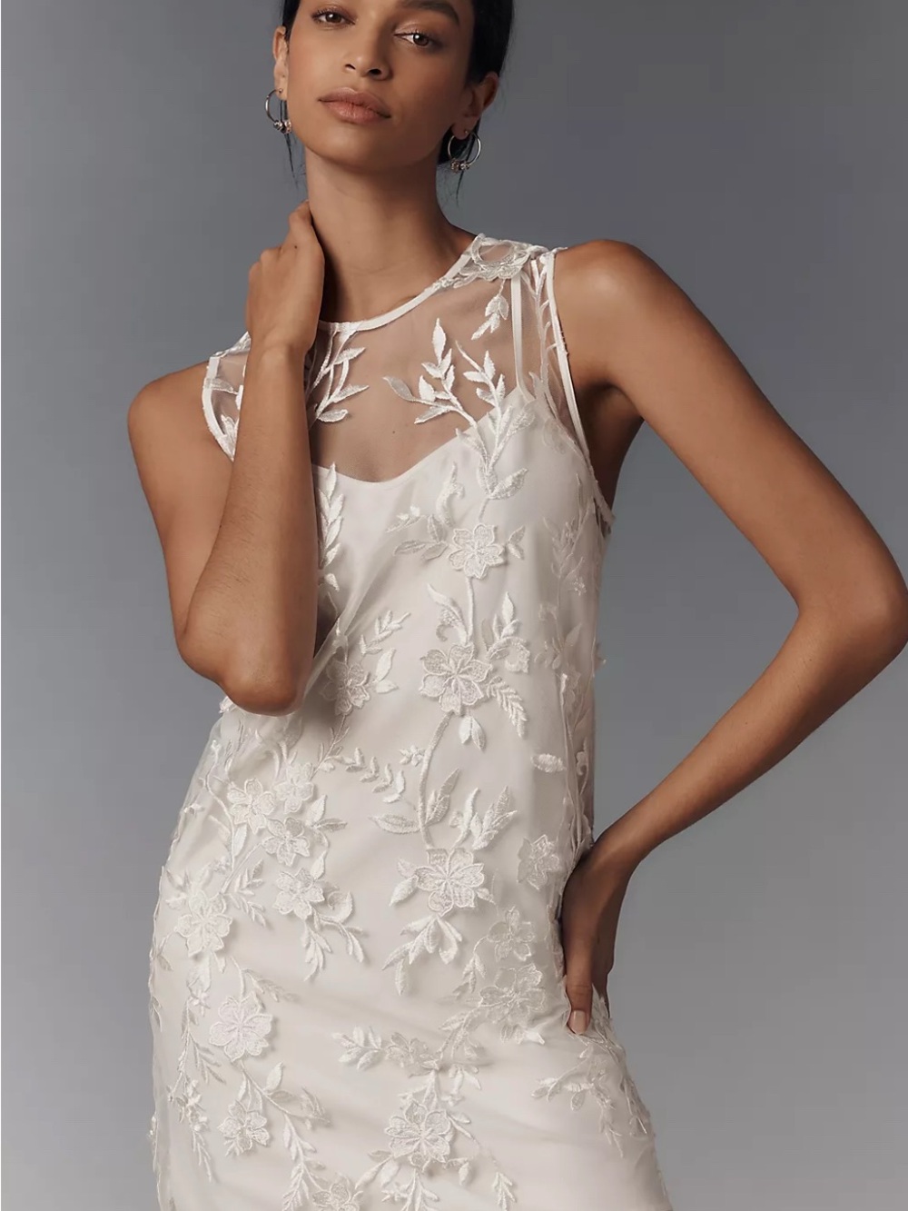 NWT Anthropologie Flat White Ivory Floral Lace Mini Dress